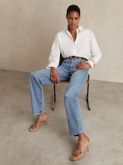 Reiss Light Blue Selin Petite Mid Rise Straight Leg Jeans - Image 1 of 8