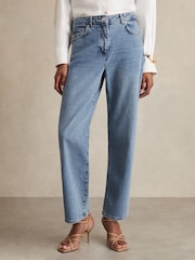 Reiss Light Blue Selin Petite Mid Rise Straight Leg Jeans - Image 3 of 8