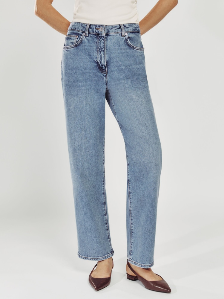 Buy Reiss Light Blue Selin Petite Mid-Rise Straight-Leg Jeans from