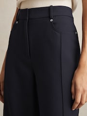 Reiss Navy Heather Petite Palazzo Tailored Trousers - Image 4 of 7
