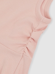 Reiss Pink Eliza Jersey Ruched Skater Dress - Image 4 of 4