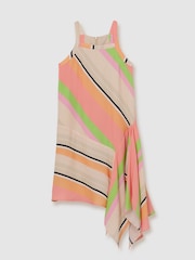 Reiss Multi Holly 4-9 yrs Stripe-Print Handkerchief Dress - Image 2 of 4
