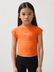 Naranja - Reiss Grace McLaren F1 Team Cropped Logo T-Shirt - Imagen 3 de 5