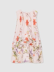 Estampado rosa - Reiss Luni Chiffon Tiered Dress - Imagen 1 de 4
