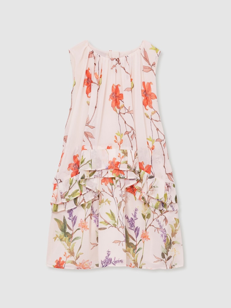 Estampado rosa - Reiss Luni Chiffon Tiered Dress - Imagen 1 de 4