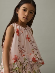 Estampado rosa - Reiss Luni Chiffon Tiered Dress - Imagen 3 de 4