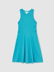 Verde azulado - Reiss Jersey Ruched Skater Dress - Imagen 2 de 4