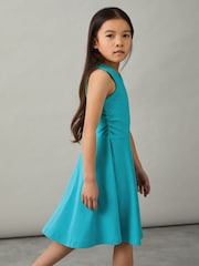 Verde azulado - Reiss Jersey Ruched Skater Dress - Imagen 3 de 4