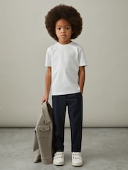 Reiss White Leo 13-14 yrs Cotton Textured Crew-Neck T-Shirt - Image 2 of 4
