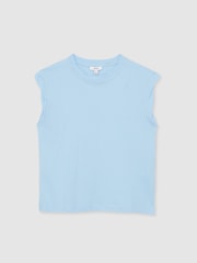 Azul polvareda - Reiss Jade Cotton Cap Sleeve T-Shirt - Imagen 2 de 7