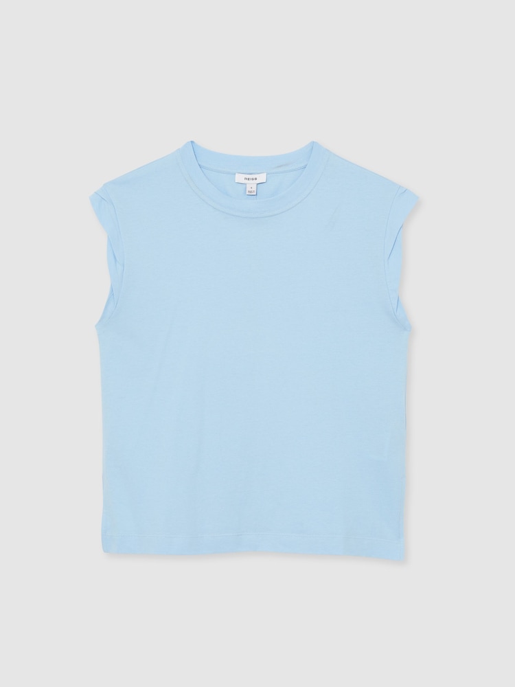Azul polvareda - Reiss Jade Cotton Cap Sleeve T-Shirt - Imagen 2 de 7