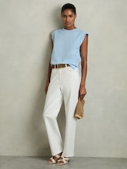 Azul polvareda - Reiss Jade Cotton Cap Sleeve T-Shirt - Imagen 3 de 7