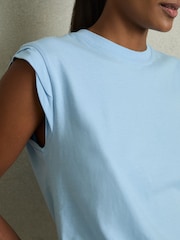 Azul polvareda - Reiss Jade Cotton Cap Sleeve T-Shirt - Imagen 4 de 7