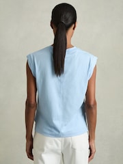 Azul polvareda - Reiss Jade Cotton Cap Sleeve T-Shirt - Imagen 6 de 7