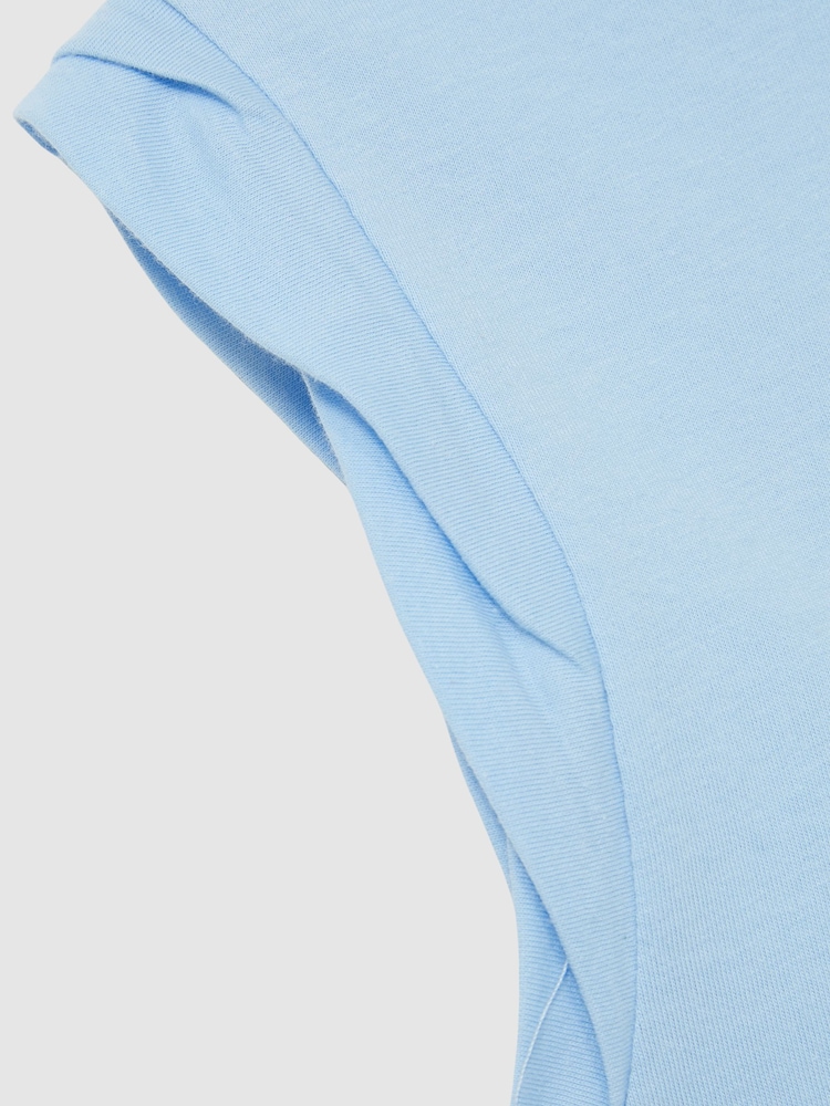 Azul polvareda - Reiss Jade Cotton Cap Sleeve T-Shirt - Imagen 7 de 7