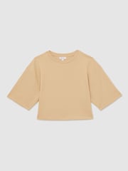Reiss Sand Alex Stretch-Cotton Cropped T-Shirt - Image 2 of 5