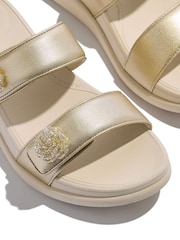 FitFlop Blue F-mode Go Beadie-Button Adj Flatform 2-bar Slides - Image 4 of 4