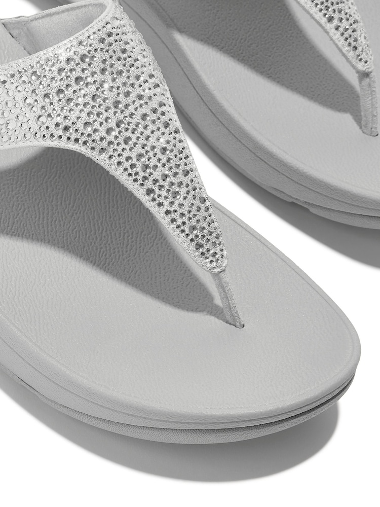 FitFlop Silver Lulu Crystal-Mix Toe-Post Sandals - Image 2 of 5