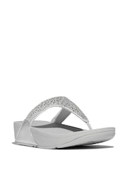 FitFlop Silver Lulu Crystal-Mix Toe-Post Sandals - Image 3 of 5