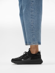 FitFlop F-mode  Suede/knit Flatform Slip-on Laced Black Sneakers - Image 1 of 5