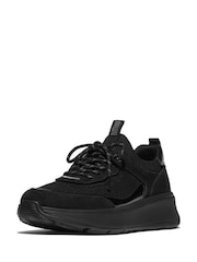 FitFlop F-mode  Suede/knit Flatform Slip-on Laced Black Sneakers - Image 3 of 5