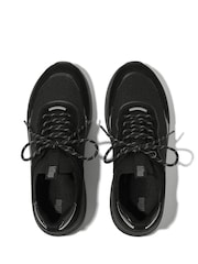 FitFlop F-mode  Suede/knit Flatform Slip-on Laced Black Sneakers - Image 4 of 5