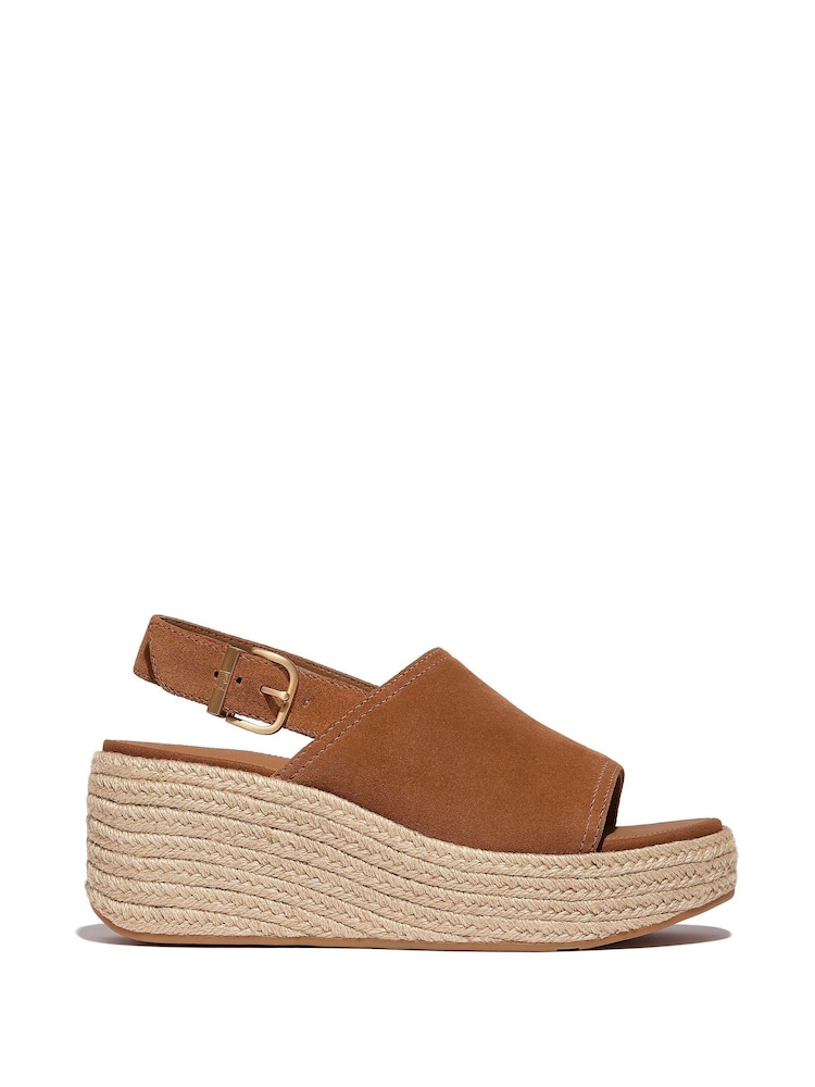 FitFlop Platfforms Espadrille Suede Wedge B/strap Brown Sandals - Image 1 of 4