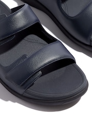 FitFlop Mens Blue F-Mode Go Adjustable Two-bar Sliders - Image 4 of 4