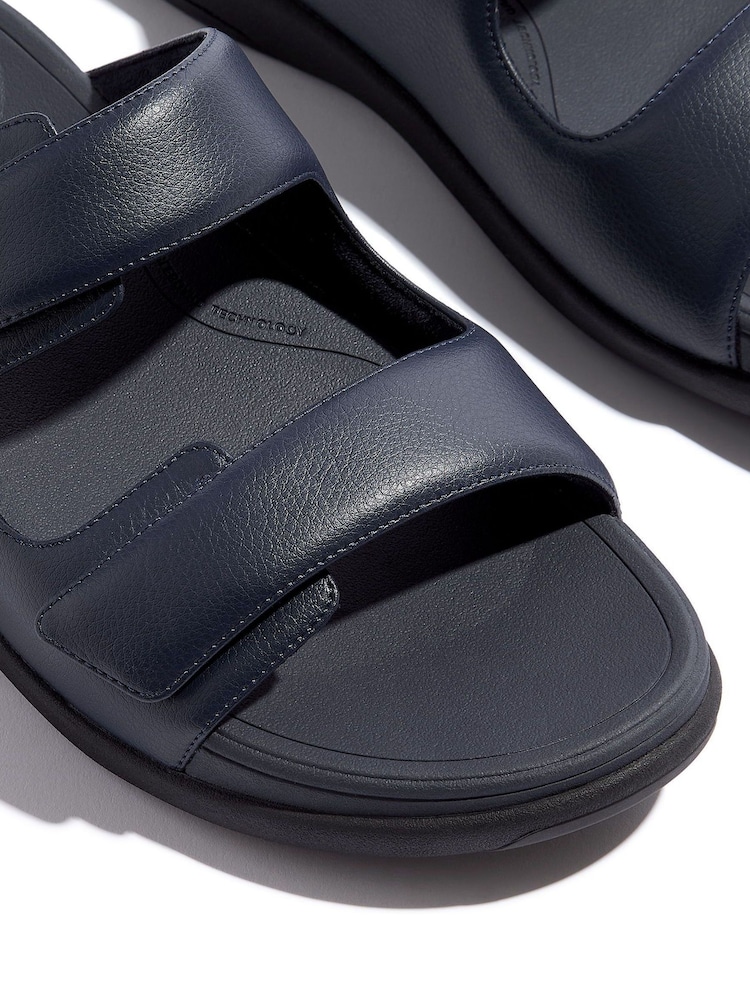 FitFlop Mens Blue F-Mode Go Adjustable Two-bar Sliders - Image 4 of 4 FitFlop Mens Blue F-Mode Go Adjustable Two-bar Sliders - Image 4 of 4