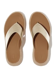 FitFlop Gold F-mode Espadrille Leather Flatform T/post Sandals - Image 3 of 4