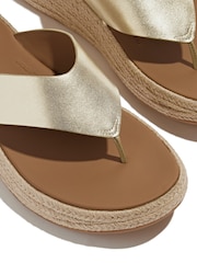 FitFlop Gold F-mode Espadrille Leather Flatform T/post Sandals - Image 4 of 4