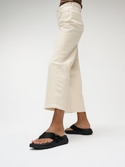 FitFlop F-Mode Go Webbing Flatform Strappy Black Flip Flops - Image 1 of 5