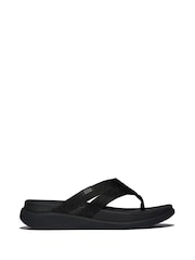 FitFlop F-Mode Go Webbing Flatform Strappy Black Flip Flops - Image 2 of 5