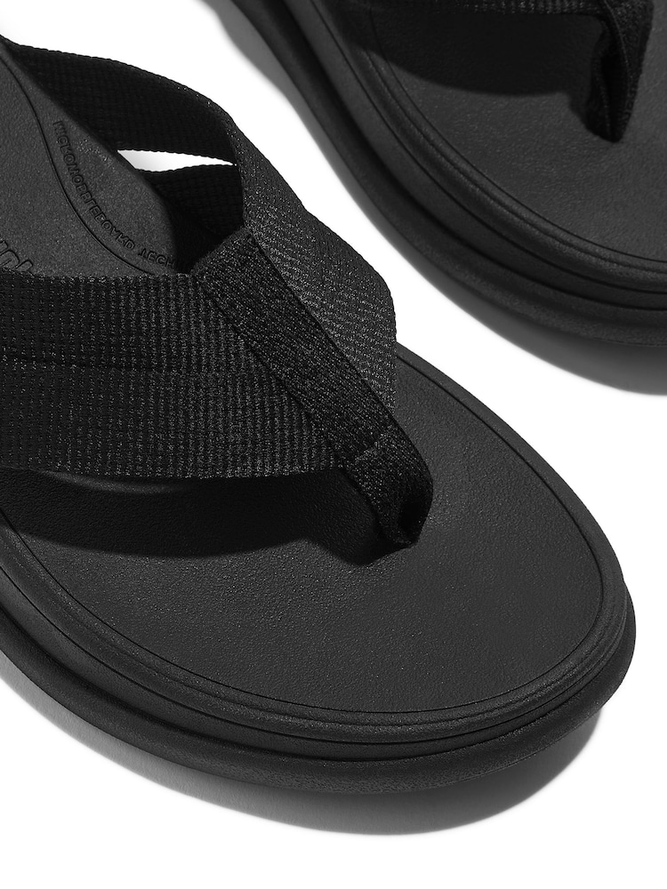FitFlop F-Mode Go Webbing Flatform Strappy Black Flip Flops - Image 5 of 5