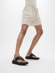 FitFlop F-mode Go Adjustable Flatform Toe-Post Black Sandals - Image 1 of 5