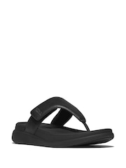 FitFlop F-mode Go Adjustable Flatform Toe-Post Black Sandals - Image 3 of 5