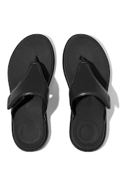 FitFlop F-mode Go Adjustable Flatform Toe-Post Black Sandals - Image 4 of 5