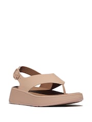 FitFlop F-Mode Leather Flatform Back-Strap T-Post Black Sandals - Image 2 of 4