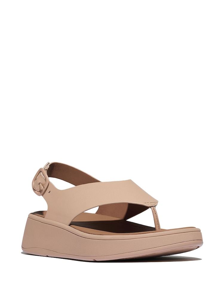 FitFlop F-Mode Leather Flatform Back-Strap T-Post Black Sandals - Image 2 of 4
