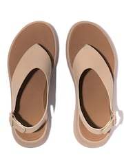 FitFlop F-Mode Leather Flatform Back-Strap T-Post Black Sandals - Image 3 of 4