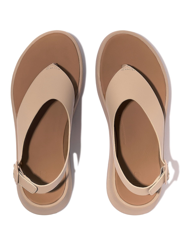 FitFlop F-Mode Leather Flatform Back-Strap T-Post Black Sandals - Image 3 of 4