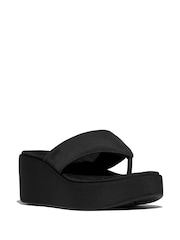 FitFlop Platfforms Wedge Toe Post Black Sandals - Image 2 of 4