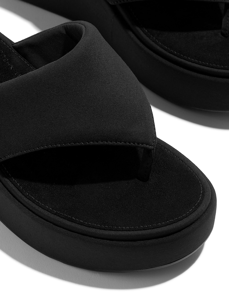 FitFlop Platfforms Wedge Toe Post Black Sandals - Image 4 of 4