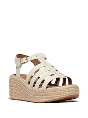 FitFlop Cream Platfforms Leather Fisherman Wedge Sandals - Image 2 of 4