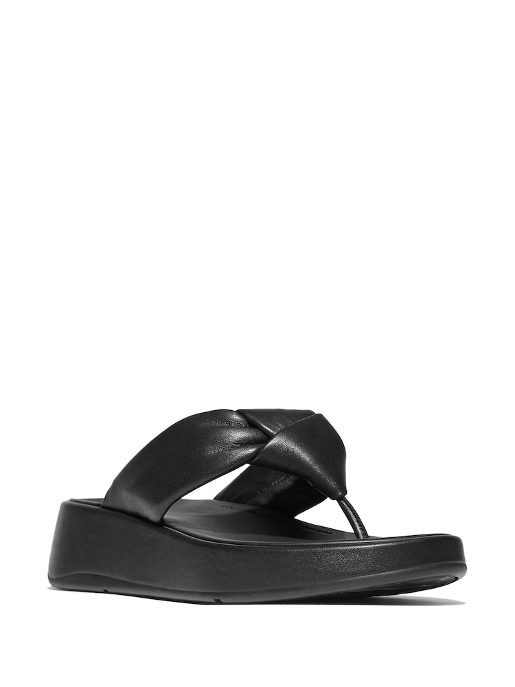 FitFlop F-Mode Knot Soft-Leather Flatform Toe Post Sandals - Image 4 of 6