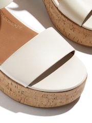 FitFlop Cream Platfforms Leather Cork Heeled Ankle-Strap Sandals - Image 3 of 4