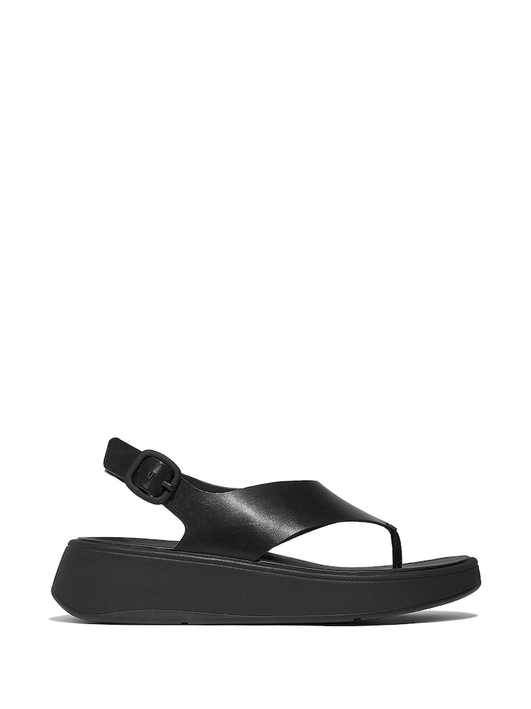 Schwarz - FitFlop F-Mode Leather Flatform Back-Strap T-Post Black Sandals - Bild 2 von 5 Schwarz - FitFlop F-Mode Leather Flatform Back-Strap T-Post Black Sandals - Bild 2 von 5