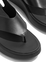 FitFlop F-Mode Leather Flatform Back-Strap T-Post Black Sandals - Image 4 of 5