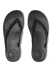 FitFlop Iqushion Multi Crystal Ergonomic Black Flip Flops - Image 1 of 5
