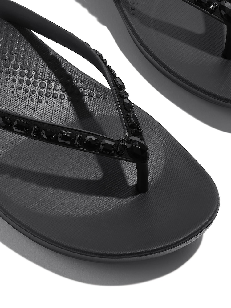 FitFlop Iqushion Multi Crystal Ergonomic Black Flip Flops - Image 5 of 5
